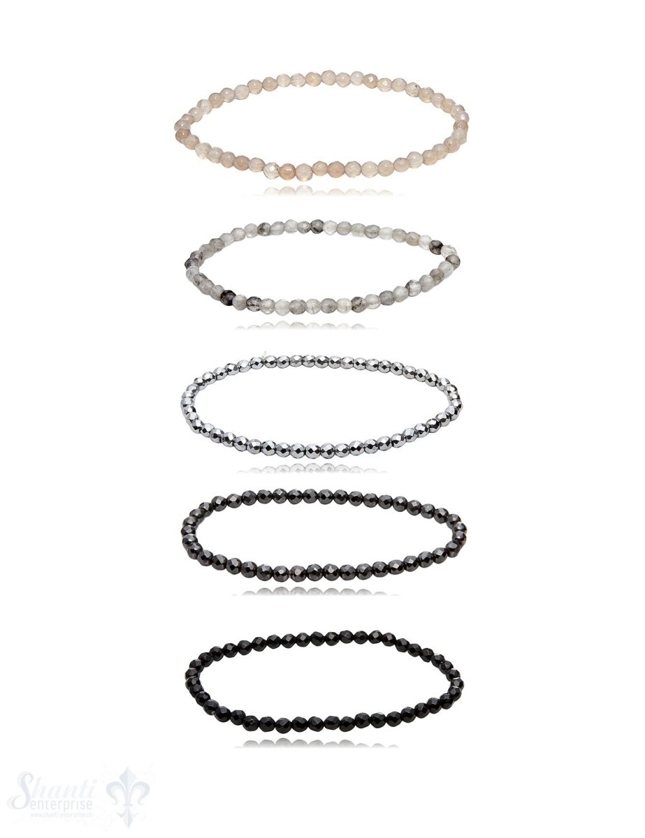 Eldesltein Armbänder 4 mm facettiert rund auf Elastik - Shanti Enterprise AG