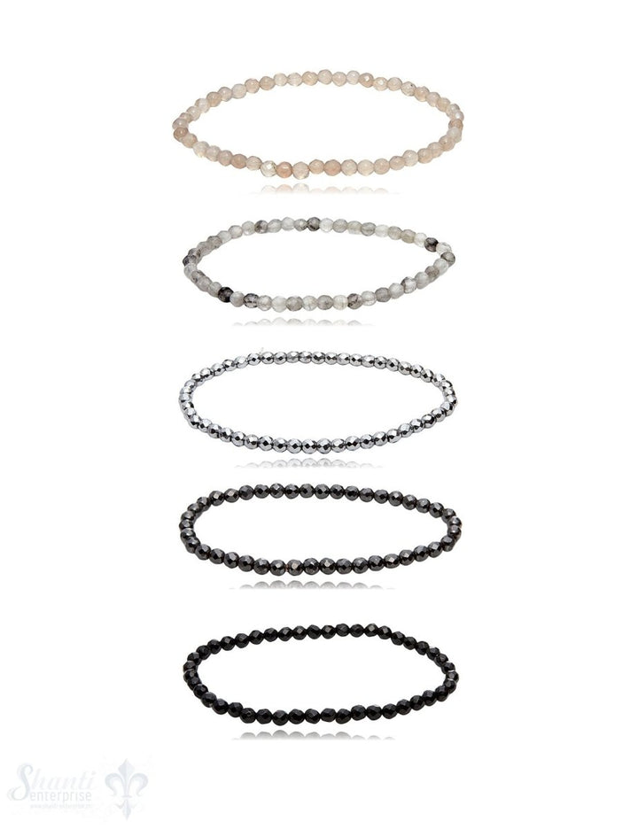 Eldesltein Armbänder 4 mm facettiert rund auf Elastik - Shanti Enterprise AG