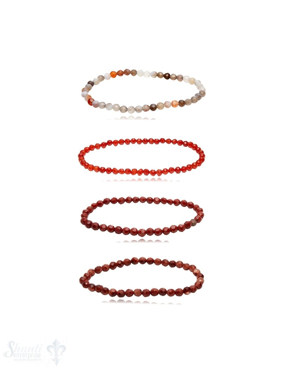 Eldesltein Armbänder 4 mm facettiert rund auf Elastik - Shanti Enterprise AG