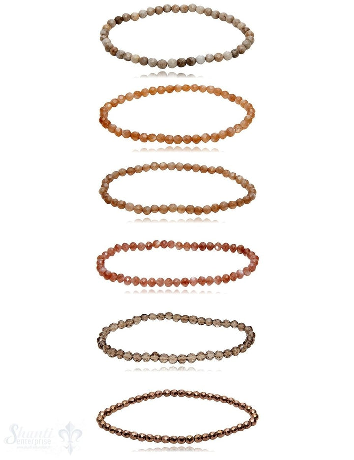 Eldesltein Armbänder 4 mm facettiert rund auf Elastik - Shanti Enterprise AG