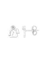 Engel mit Kopf Zirkonia weiss Ohrstecker7x6 mm durchbrochen Kinder Schmuck Silber 925 ec