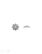 Ethno Perlkappe 11x4 mm Blüten doppelt eingeritzt verziert Silber 925 geschwärzt  ID 0.8 mm 1 Pack =