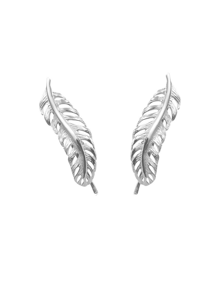 Feder Ohrhänger / Earcuff 8x25 mm durchbrochen Silber 925 - Shanti Enterprise AG