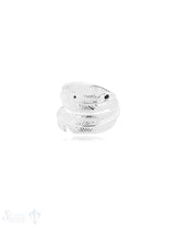 Feder Silberring offen mit Struktur Federauge mini Zirkonia schwarz verstellbar Silber 925 hell