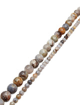 Fossilien Achat Strang grau meliert facettiert Kugeln 6,5 mm AA (rund 6,2-6,5 mm)