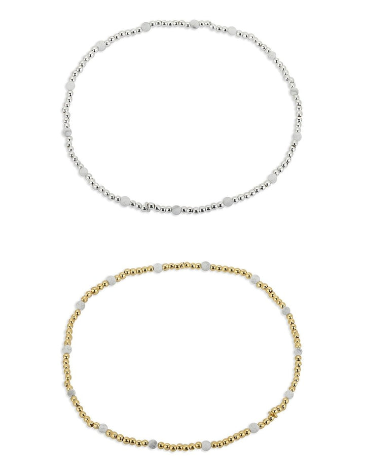 Fusskette Edelstein / Silber vertgeilt Ø 2.5 mm auf Elast 24 cm - Shanti Enterprise AG