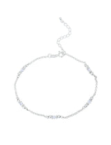 Fusskette fein 21.5-26 cm mi 5x 3 mm Stein facettiert /3 mm Kugeln Grösse verstellbar