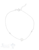 Fussketteli fein mit 1 Charms: Lotus Federringschloss 22,5-25,5 cm Grössen verstellbar