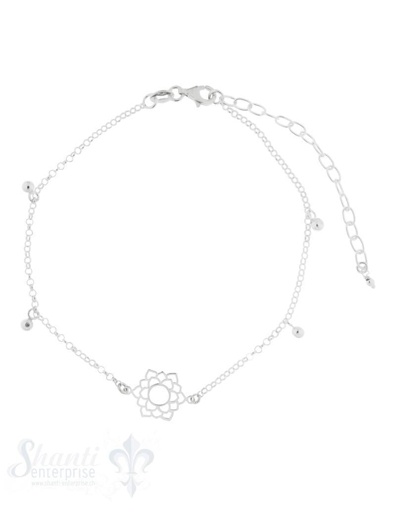 Fussketteli Silber Anker mit Mandala ung Kügel- Anhänger 22-28 cm Grössen verstellbar - Shanti Enterprise AG