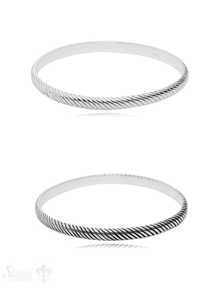 gerillter Armreif 5 mm breit geschwärzt halbrund - Shanti Enterprise AG