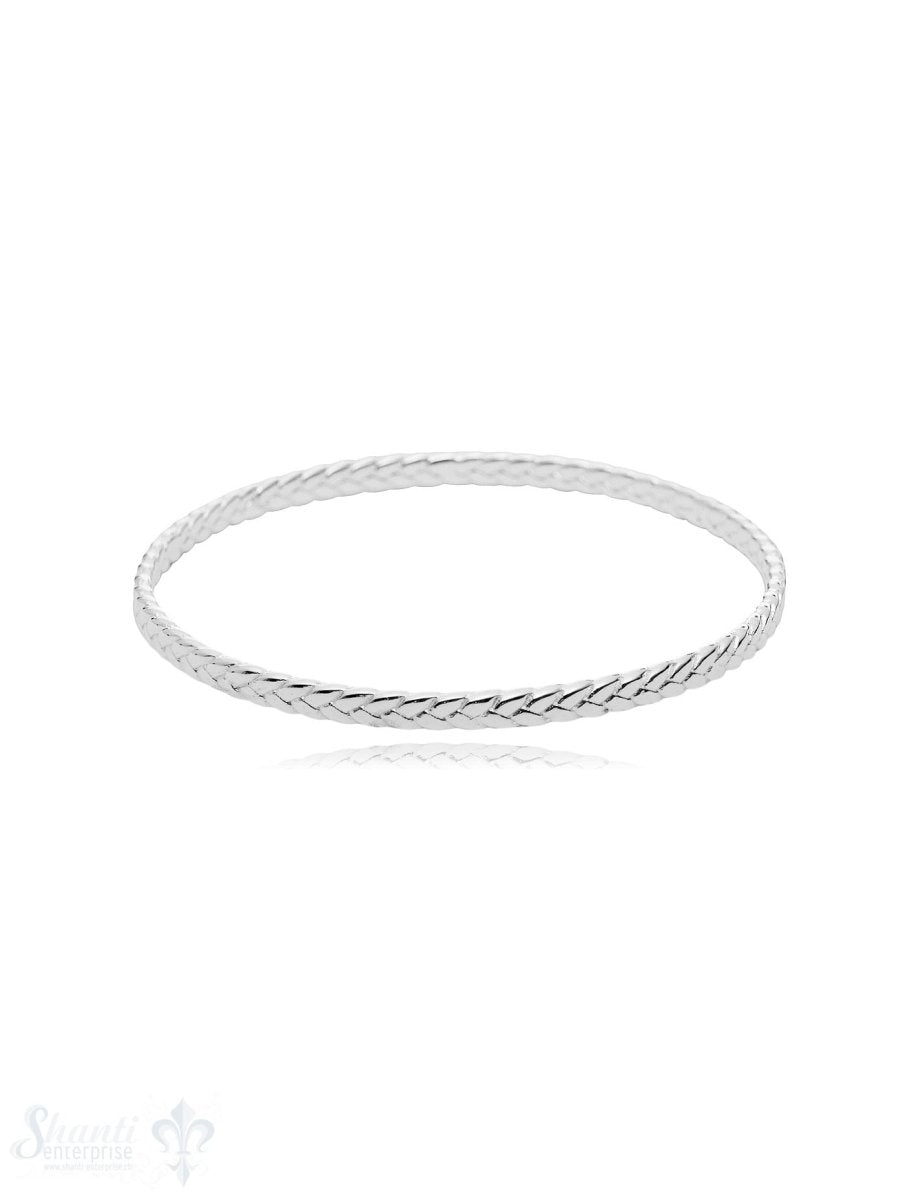 gezopfter Armreif 4 mm breit innen flach Silber - Shanti Enterprise AG