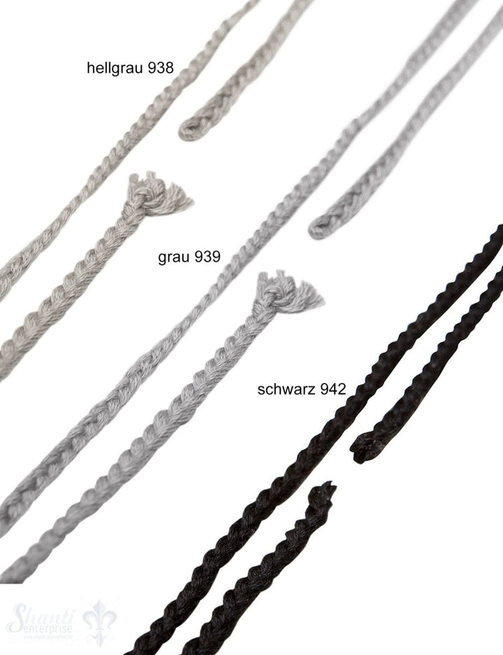 gezopftes Baumwollband zum einseitig öffnen 4mm breit 53 cm lang - Shanti Enterprise AG