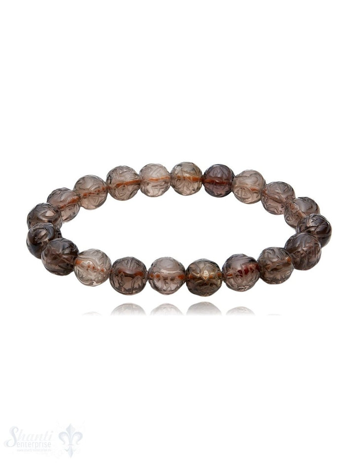 gravierte Edelstein Armband 10 mm auf Elastik 19 cm - Shanti Enterprise AG