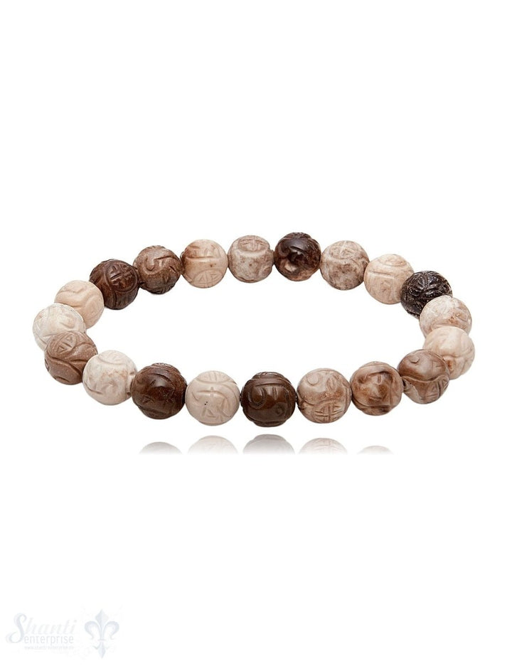 gravierte Edelstein Armband 10 mm auf Elastik 19 cm - Shanti Enterprise AG