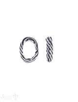 Grossloch-Zwischenteil verziert oval 13x9mm ID 7x6 mm Silber geschwärzt Pack = 6 Stk. ca. 5 gr.