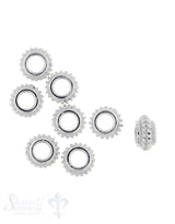 Grosslochperlen Silber flach mit Rillen 7 mm ID 3 mm 1 Pack = 8 Stk. ca. 5 gr.