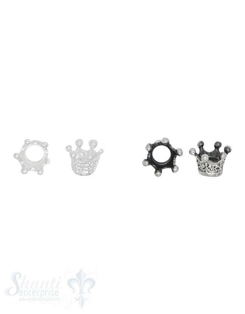 Grosslochperlen Silber Krone 6x6.3 mm ID 4.2 mm 1 Pack = 3 Stk. ca. 3.5 gr. - Shanti Enterprise AG