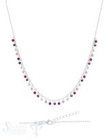 Halskette-Kügeli mit vielen Anhängern rosa-violett Zirkon gefärbt 42-45 cm verstellbar