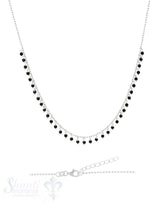 Halskette-Kügeli mit vielen Anhängern Zirkon gefärbt schwarz 42-45 cm verstellbar