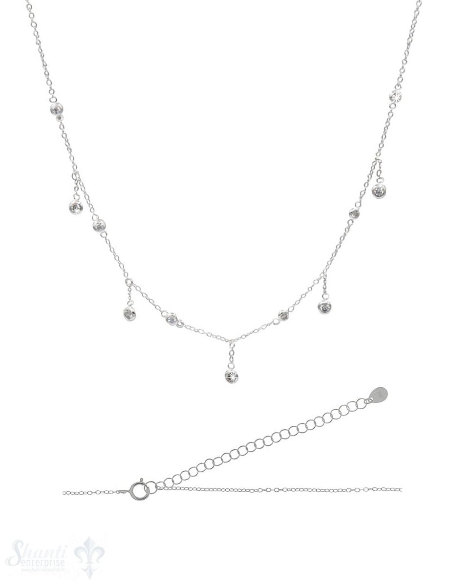 Halskette kurz Silber Anker mit Zirkonia kurz/lang 32-38 cm Grössen verstellbar Federringschloss - Shanti Enterprise AG
