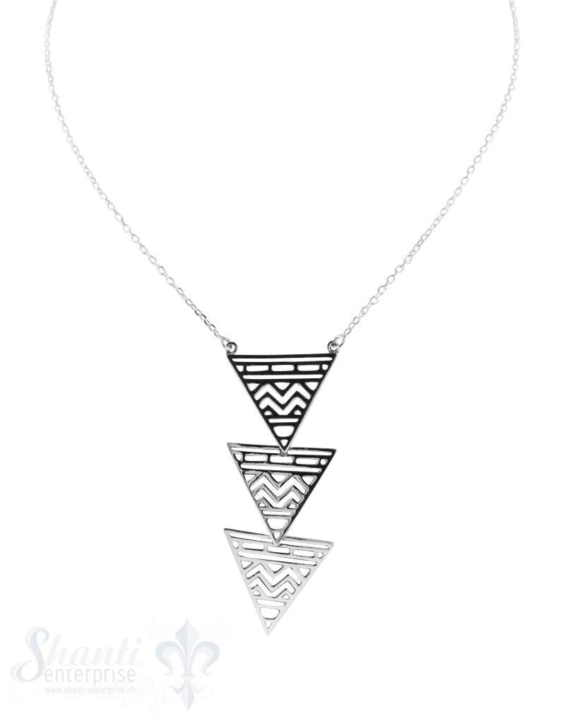 Halskette, Silber,fein,Dreieckpyramide verz. ge- schwärzt19x19x19 mm, 75 cm - Shanti Enterprise AG