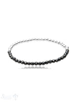 Hämatit Armband facettiert mit Silber Kugeln 4mm breit 18 cm lang
