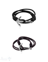 Herren-Armschmuck Leder mit Stahlanker 42 cm