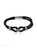 Herren Armschmuck Stahl Leder doppelreihig 21cm Stahlelemente Spez. Magnetschloss flach - Shanti Enterprise AG