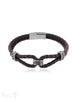 Herren Armschmuck Stahl Leder doppelreihig 21cm Stahlelemente Spez. Magnetschloss flach - Shanti Enterprise AG