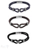Herren Armschmuck Stahl Leder doppelreihig 21cm Stahlelemente Spez. Magnetschloss flach - Shanti Enterprise AG