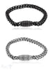 Herren Armschmuck Stahl Panzerarmkette eckig 21 cm mit Masgnetschloss verziert - Shanti Enterprise AG