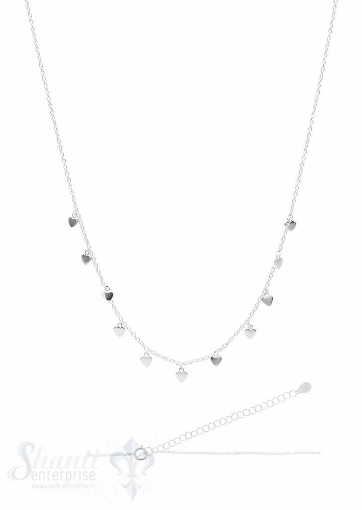 Herz mini unten an Chocker Ankerkette 33-38 cm fein Federringschloss Grösse verstellbar Silber 925 ec - Shanti Enterprise AG