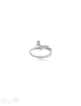 Hirsch springend Silberring 2 mm breit Sujet flach 9x13 mm Silber 925 poliert