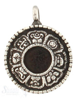 Holz Amulett Anhänger 55 mm Silber geschwärzt filigran verziert Rückseite nur Silber Lotusblumen öse