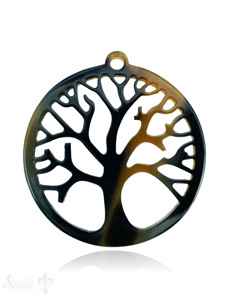 Horn Anhänger Amulett Baum des Lebens durchbrochen mit Loch Farbabweichungen sind möglich - Shanti Enterprise AG