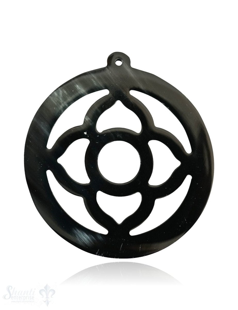 Horn Anhänger Amulett Blume 4-blättrig durchbrochen mit Loch Farbabweichungen sind möglich - Shanti Enterprise AG