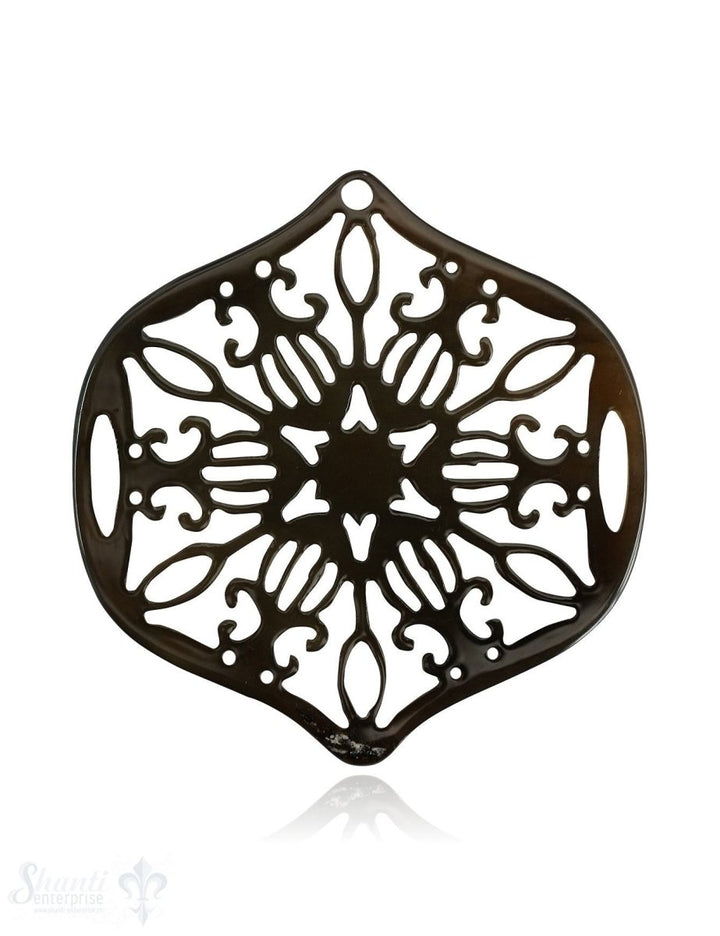Horn Anhänger Amulett Blume in Spitz 60 mm x 50 mm durchbrochen mit Loch Farbabweichungen sind möglich - Shanti Enterprise AG