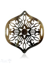 Horn Anhänger Amulett Blume in Spitz 60 mm x 50 mm durchbrochen mit Loch Farbabweichungen sind möglich - Shanti Enterprise AG