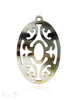 Horn Anhänger Amulett Blume oval 60 mm x 38 mm durchbrochen mit Loch Farbabweichungen sind möglich - Shanti Enterprise AG