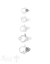 Karabiner mit Blume rund, 2 lose Ösen