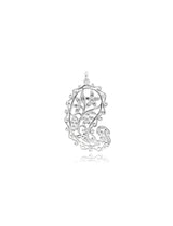 Kashmir Design  Amulett, mit Blumen durchbrochen, mit Öse oval ID 7 × 6 mm poliert Silber 925