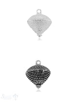 Kegel Anhänger doppelt 20 x 20 mm Silber getupft Öse fix