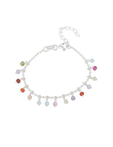 Kinderschmuck Silber Armkette mit Anhängern Regenbogen 13-16 cm verstellbar