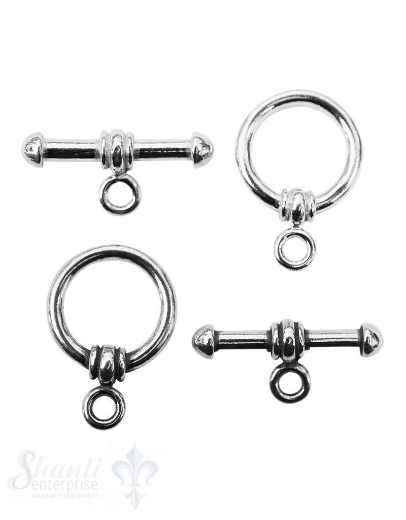Knebelverschluss Silber 23x16 mm Öse flach - Shanti Enterprise AG