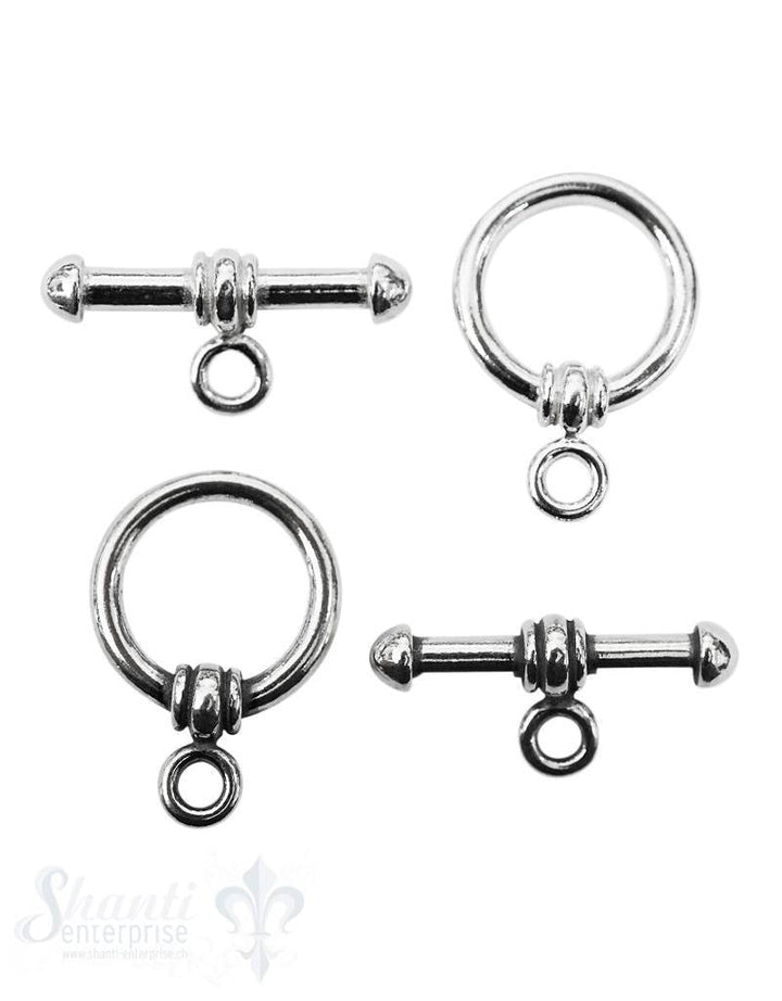 Knebelverschluss Silber 23x16 mm Öse flach - Shanti Enterprise AG