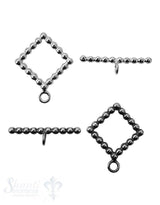 Knebelverschluss Silber Quadrat getupft mm 2-teilig