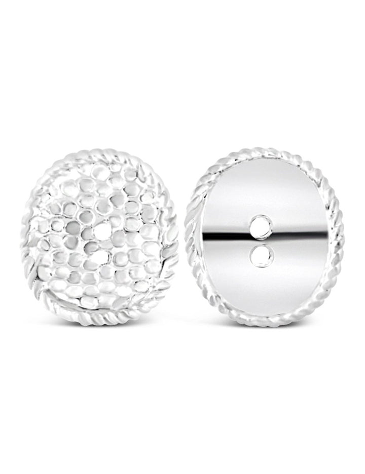 Knopf Silber hell oval 14x12 mm gewölbt mit 2 Löch ern iD 1 mm 1 Pack = 4 Stk. ca. 5 gr. - Shanti Enterprise AG