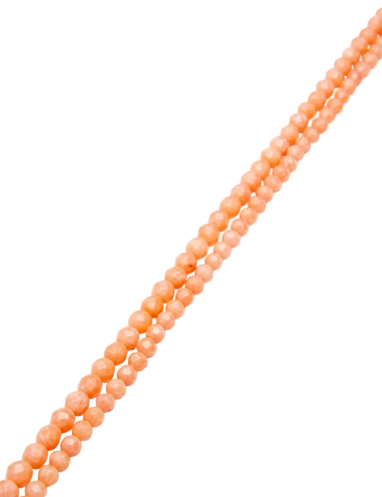 Korallen Stranghell lachs 4.0 mm rund Kugeln facettiert gefärbt - Shanti Enterprise AG