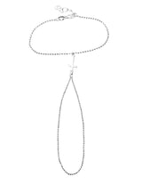 Kreuz Handrücken Armband mit Kugelkette verstellba r 17-20 cm Silber 925