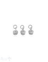 Kronen Anhänger 6x8 mm fein Silber hell fligran verziert mit Öse 1 Pack = 3 Stücl
